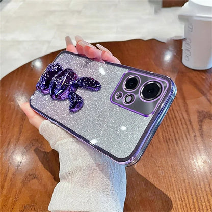 For Honor 90 GT 5G Case Glitter Electroplated Phone Protective Cover with Pull-out Kickstand