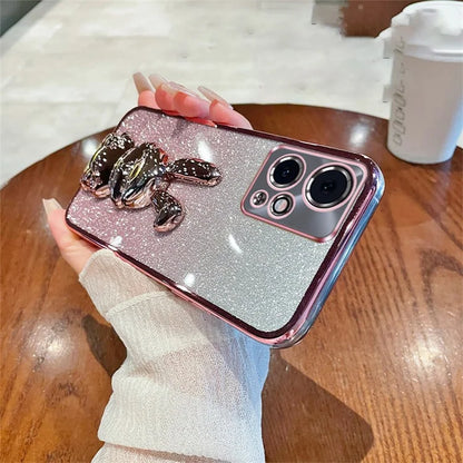 For Honor 90 GT 5G Case Glitter Electroplated Phone Protective Cover with Pull-out Kickstand