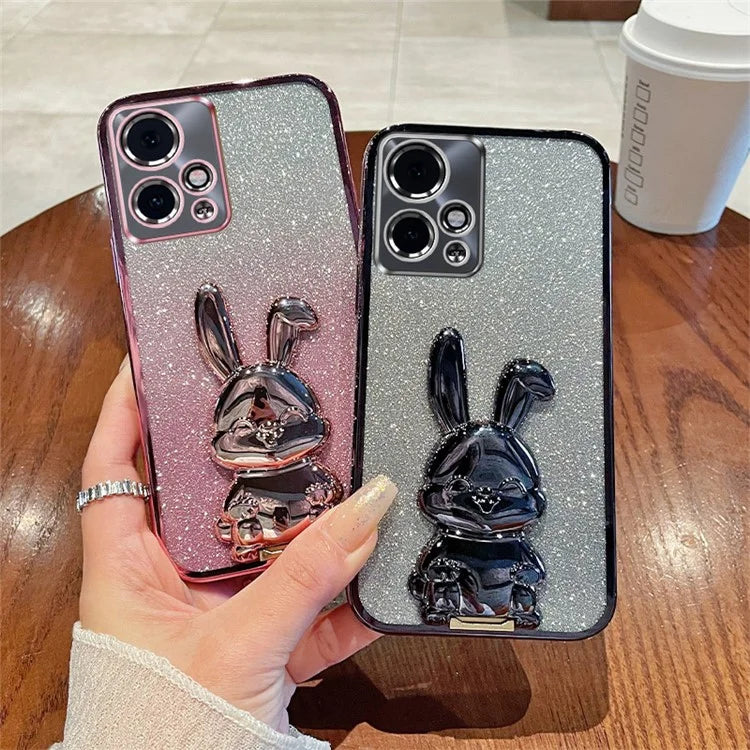 For Honor 90 GT 5G Case Glitter Electroplated Phone Protective Cover with Pull-out Kickstand