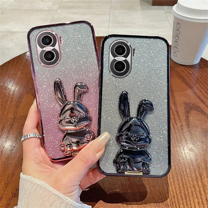For Honor X40i 5G Shockproof Case Cute Rabbit Anti-Drop Kickstand Phone Cover