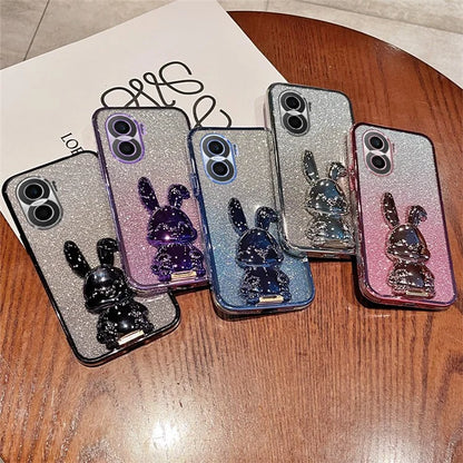 For Honor X40i 5G Shockproof Case Cute Rabbit Anti-Drop Kickstand Phone Cover