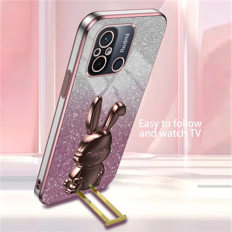 For Xiaomi Redmi 12C 4G Slim Case Cute Rabbit Shockproof Kickstand Phone Cover