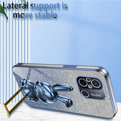 For Xiaomi Redmi 12C 4G Slim Case Cute Rabbit Shockproof Kickstand Phone Cover
