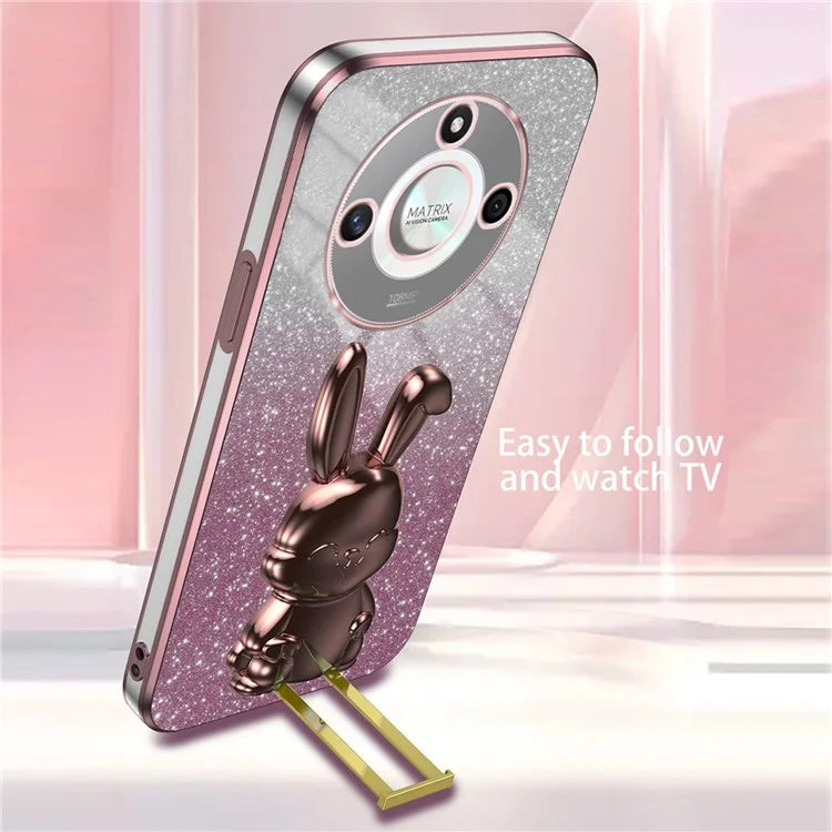 For Honor X50 5G Slim Case Cute Rabbit Anti-Drop Kickstand Phone Case