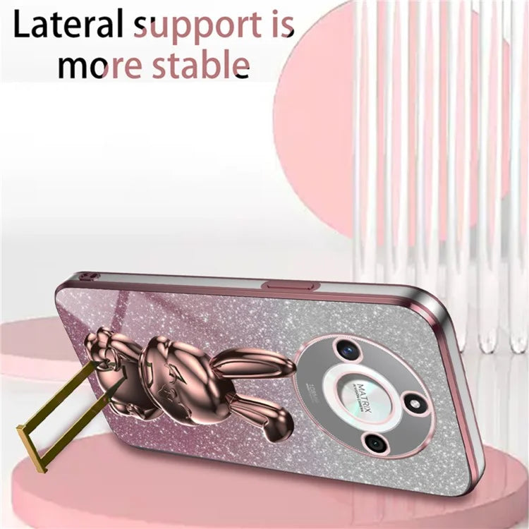 For Honor X50 5G Slim Case Cute Rabbit Anti-Drop Kickstand Phone Case
