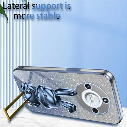 For Honor X50 5G Slim Case Cute Rabbit Anti-Drop Kickstand Phone Case
