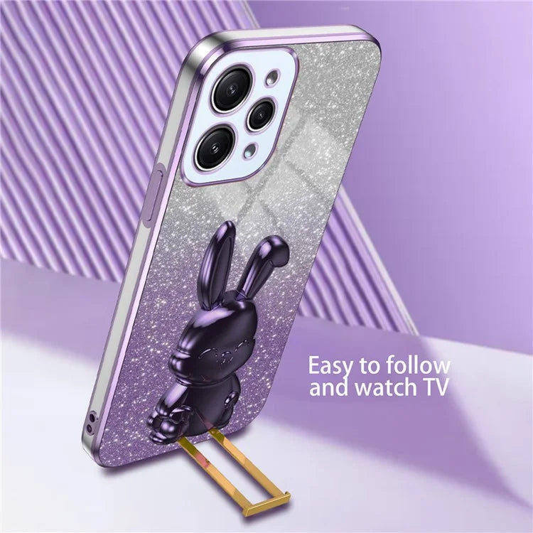 For Xiaomi Redmi 12 4G Shockproof Slim Case Cute Rabbit Kickstand Phone Cover