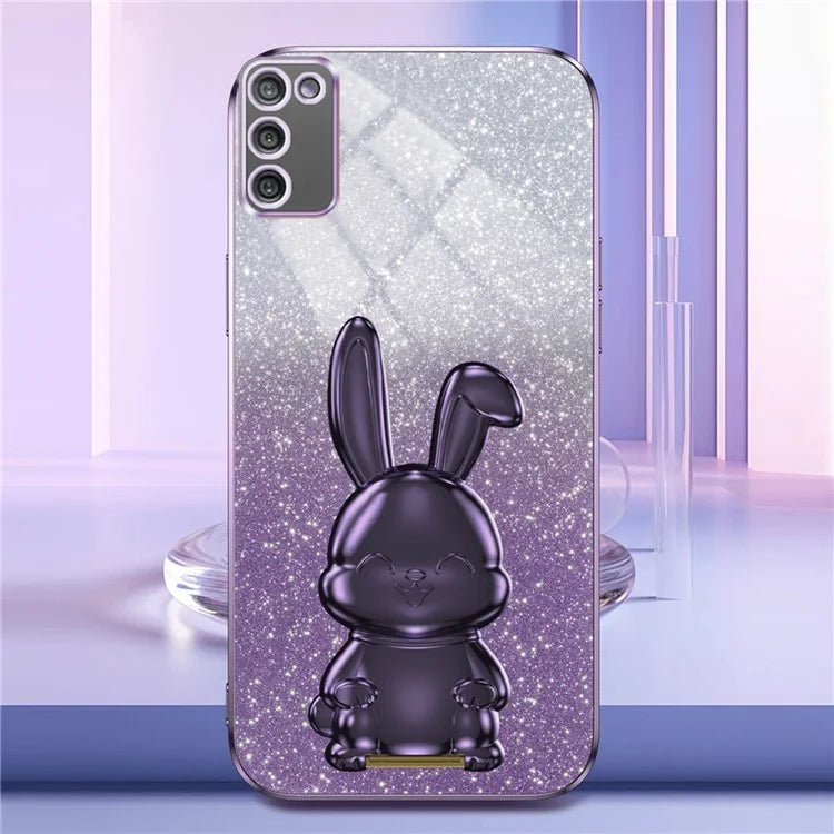 For Samsung Galaxy A02s (166.5x75.9x9.2mm) Cartoon Rabbit Cell Phone Cover Kickstand Case