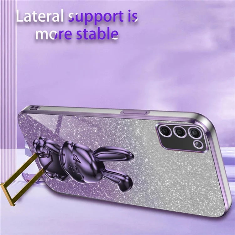 For Samsung Galaxy A02s (166.5x75.9x9.2mm) Cartoon Rabbit Cell Phone Cover Kickstand Case