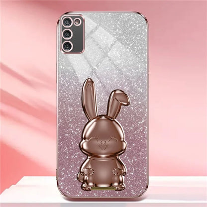 For Samsung Galaxy A02s (166.5x75.9x9.2mm) Cartoon Rabbit Cell Phone Cover Kickstand Case