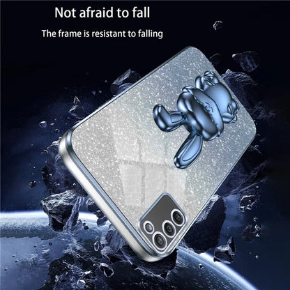 For Samsung Galaxy A02s (166.5x75.9x9.2mm) Cartoon Rabbit Cell Phone Cover Kickstand Case