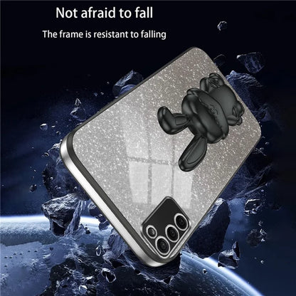 For Samsung Galaxy A02s (166.5x75.9x9.2mm) Cartoon Rabbit Cell Phone Cover Kickstand Case