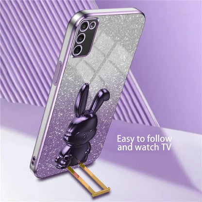 For Samsung Galaxy A03s (164.2 x 75.9 x 9.1mm) Cartoon Rabbit Kickstand Mobile Phone Protector Case