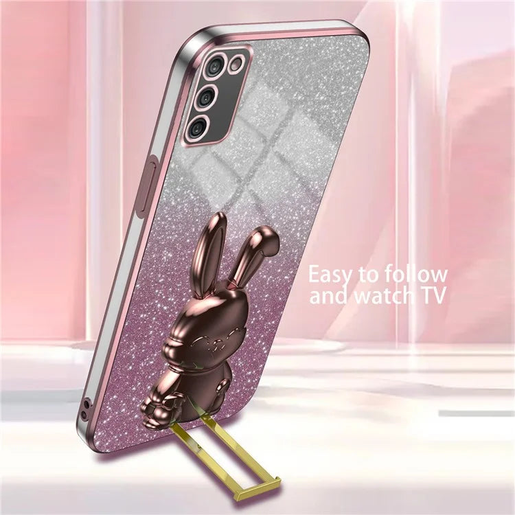For Samsung Galaxy A03s (164.2 x 75.9 x 9.1mm) Cartoon Rabbit Kickstand Mobile Phone Protector Case