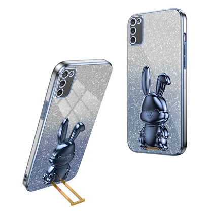 For Samsung Galaxy A03s (164.2 x 75.9 x 9.1mm) Cartoon Rabbit Kickstand Mobile Phone Protector Case