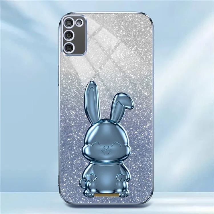 For Samsung Galaxy A03s (164.2 x 75.9 x 9.1mm) Cartoon Rabbit Kickstand Mobile Phone Protector Case