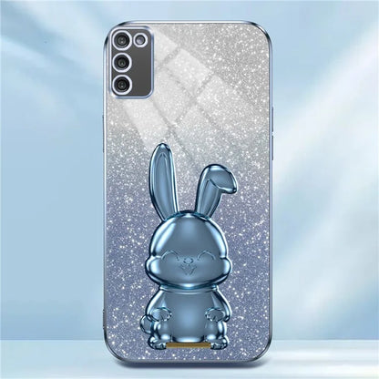 For Samsung Galaxy A03s (164.2 x 75.9 x 9.1mm) Cartoon Rabbit Kickstand Mobile Phone Protector Case