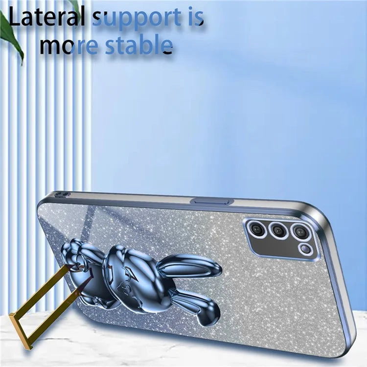 For Samsung Galaxy A03s (164.2 x 75.9 x 9.1mm) Cartoon Rabbit Kickstand Mobile Phone Protector Case