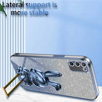 For Samsung Galaxy A03s (164.2 x 75.9 x 9.1mm) Cartoon Rabbit Kickstand Mobile Phone Protector Case
