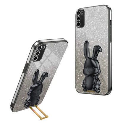 For Samsung Galaxy A03s (164.2 x 75.9 x 9.1mm) Cartoon Rabbit Kickstand Mobile Phone Protector Case
