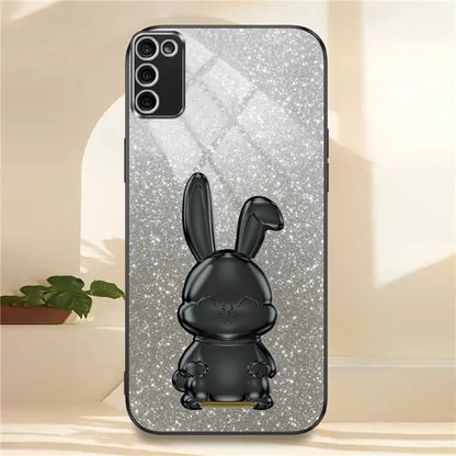For Samsung Galaxy A03s (164.2 x 75.9 x 9.1mm) Cartoon Rabbit Kickstand Mobile Phone Protector Case