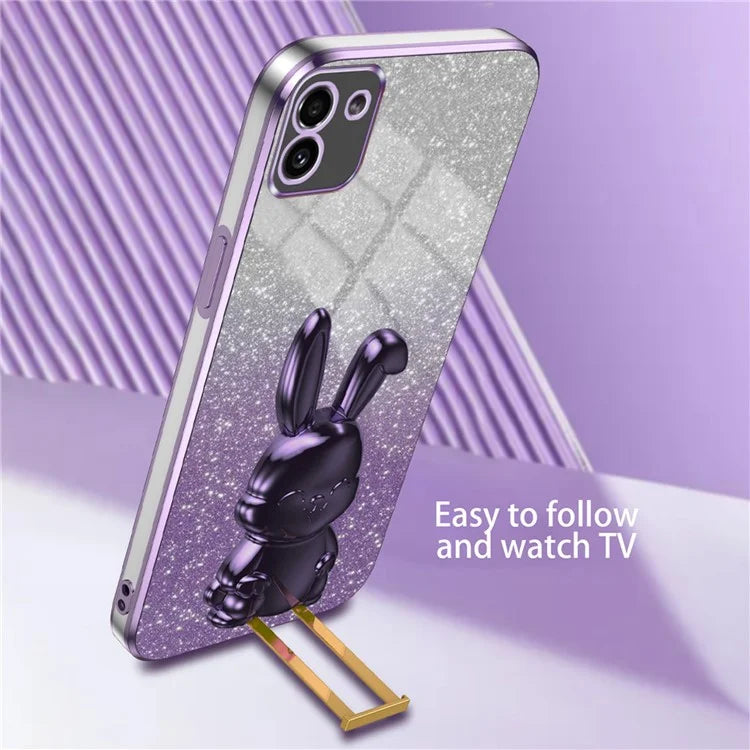 For Samsung Galaxy A03 (164.2 x 75.9 x 9.1mm) Cell Phone Cover Kickstand Cartoon Rabbit Case