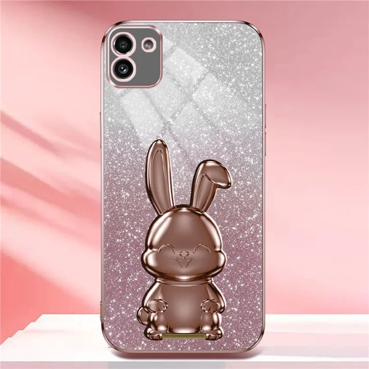 For Samsung Galaxy A03 (164.2 x 75.9 x 9.1mm) Cell Phone Cover Kickstand Cartoon Rabbit Case