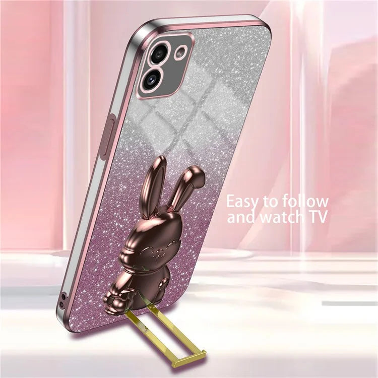 For Samsung Galaxy A03 (164.2 x 75.9 x 9.1mm) Cell Phone Cover Kickstand Cartoon Rabbit Case