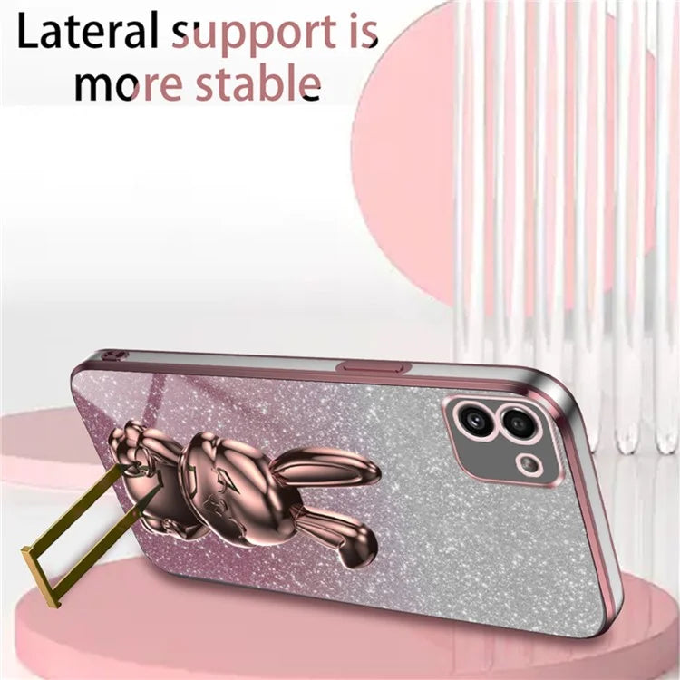 For Samsung Galaxy A03 (164.2 x 75.9 x 9.1mm) Cell Phone Cover Kickstand Cartoon Rabbit Case