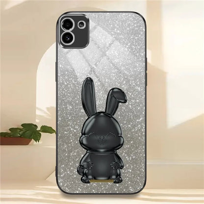 For Samsung Galaxy A03 (164.2 x 75.9 x 9.1mm) Cell Phone Cover Kickstand Cartoon Rabbit Case