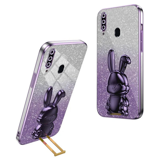For Samsung Galaxy A20s Smartphone Case Hands-free Kickstand Cartoon Rabbit Back Cover