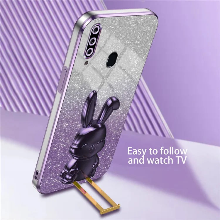 For Samsung Galaxy A20s Smartphone Case Hands-free Kickstand Cartoon Rabbit Back Cover