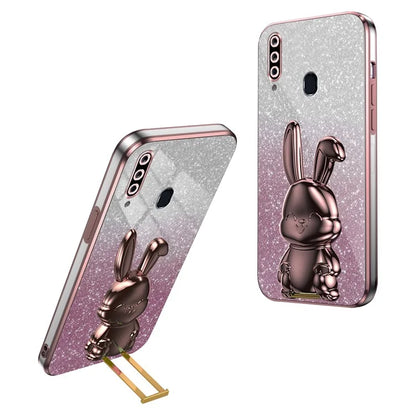 For Samsung Galaxy A20s Smartphone Case Hands-free Kickstand Cartoon Rabbit Back Cover