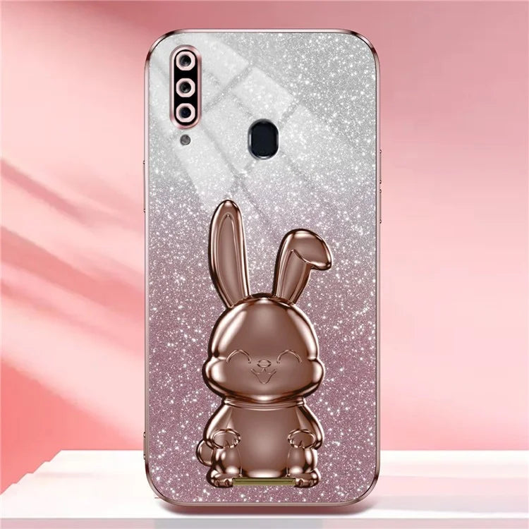 For Samsung Galaxy A20s Smartphone Case Hands-free Kickstand Cartoon Rabbit Back Cover