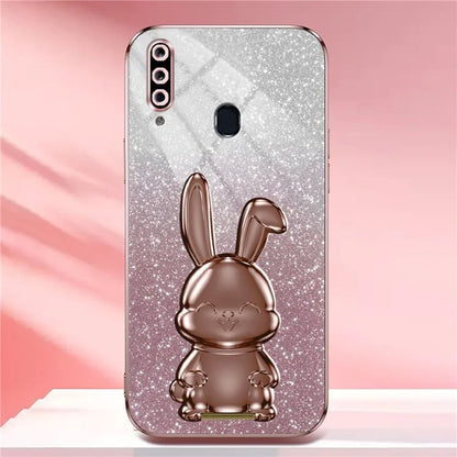 For Samsung Galaxy A20s Smartphone Case Hands-free Kickstand Cartoon Rabbit Back Cover