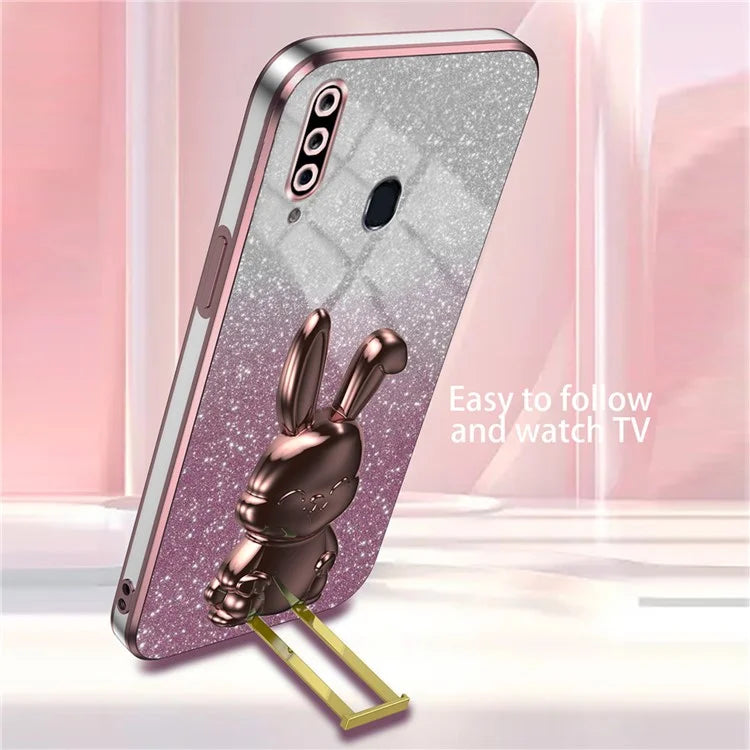 For Samsung Galaxy A20s Smartphone Case Hands-free Kickstand Cartoon Rabbit Back Cover