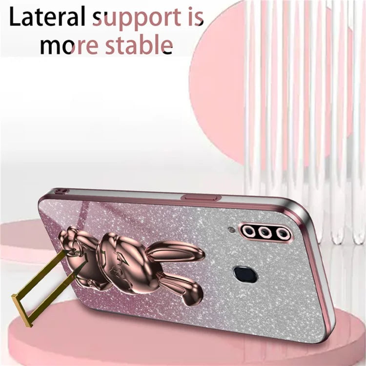 For Samsung Galaxy A20s Smartphone Case Hands-free Kickstand Cartoon Rabbit Back Cover