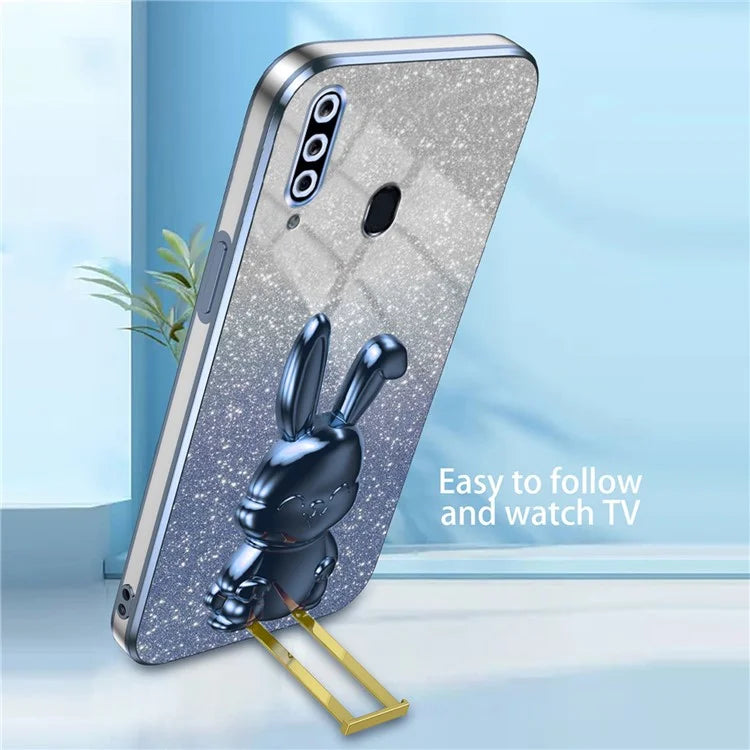 For Samsung Galaxy A20s Smartphone Case Hands-free Kickstand Cartoon Rabbit Back Cover