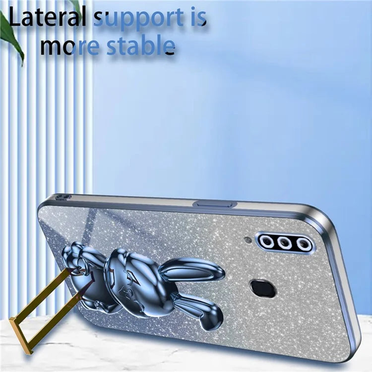 For Samsung Galaxy A20s Smartphone Case Hands-free Kickstand Cartoon Rabbit Back Cover