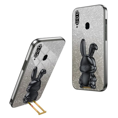For Samsung Galaxy A20s Smartphone Case Hands-free Kickstand Cartoon Rabbit Back Cover