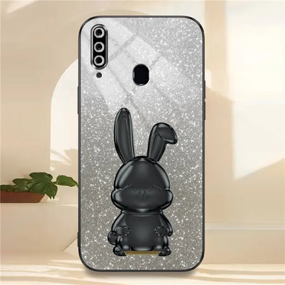 For Samsung Galaxy A20s Smartphone Case Hands-free Kickstand Cartoon Rabbit Back Cover