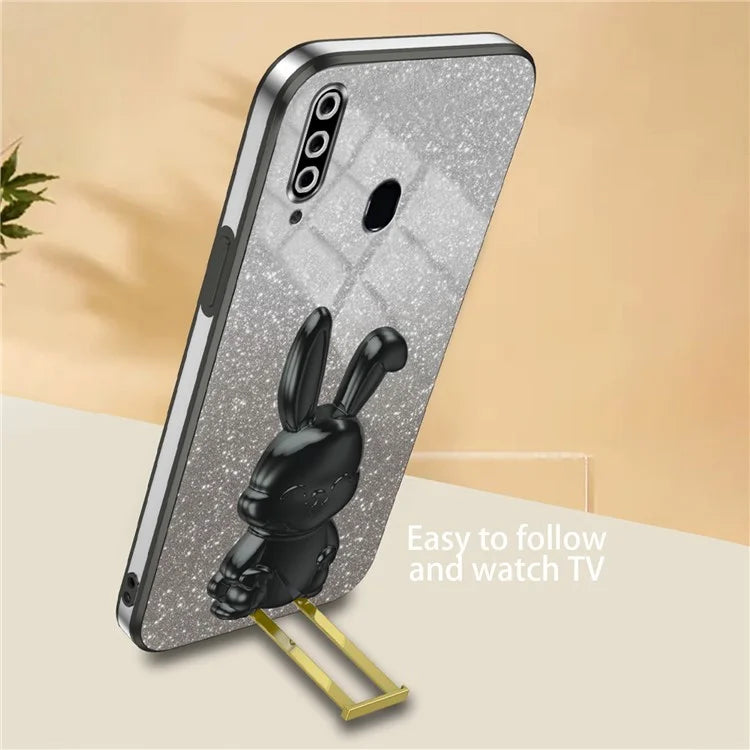 For Samsung Galaxy A20s Smartphone Case Hands-free Kickstand Cartoon Rabbit Back Cover