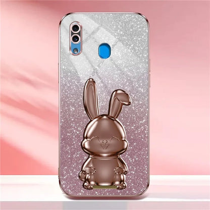 For Samsung Galaxy A20 / A30 Case Lovely Rabbit Pull-out Kickstand Bump Protection Phone Cover