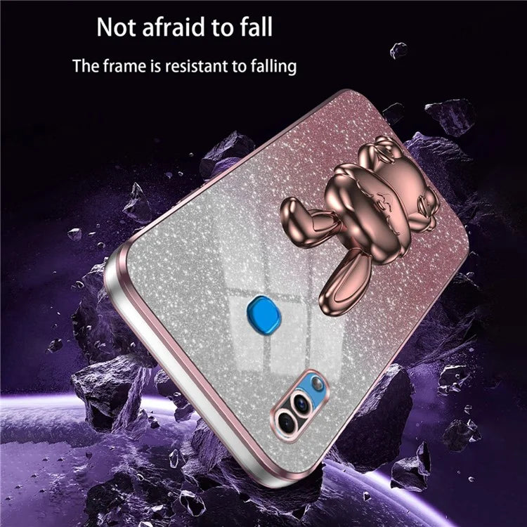 For Samsung Galaxy A20 / A30 Case Lovely Rabbit Pull-out Kickstand Bump Protection Phone Cover
