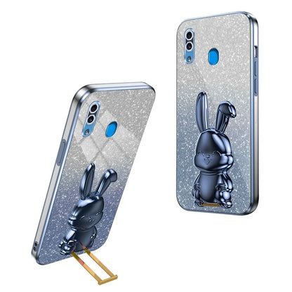 For Samsung Galaxy A20 / A30 Case Lovely Rabbit Pull-out Kickstand Bump Protection Phone Cover
