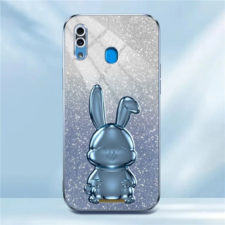For Samsung Galaxy A20 / A30 Case Lovely Rabbit Pull-out Kickstand Bump Protection Phone Cover