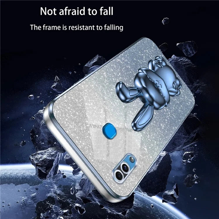 For Samsung Galaxy A20 / A30 Case Lovely Rabbit Pull-out Kickstand Bump Protection Phone Cover