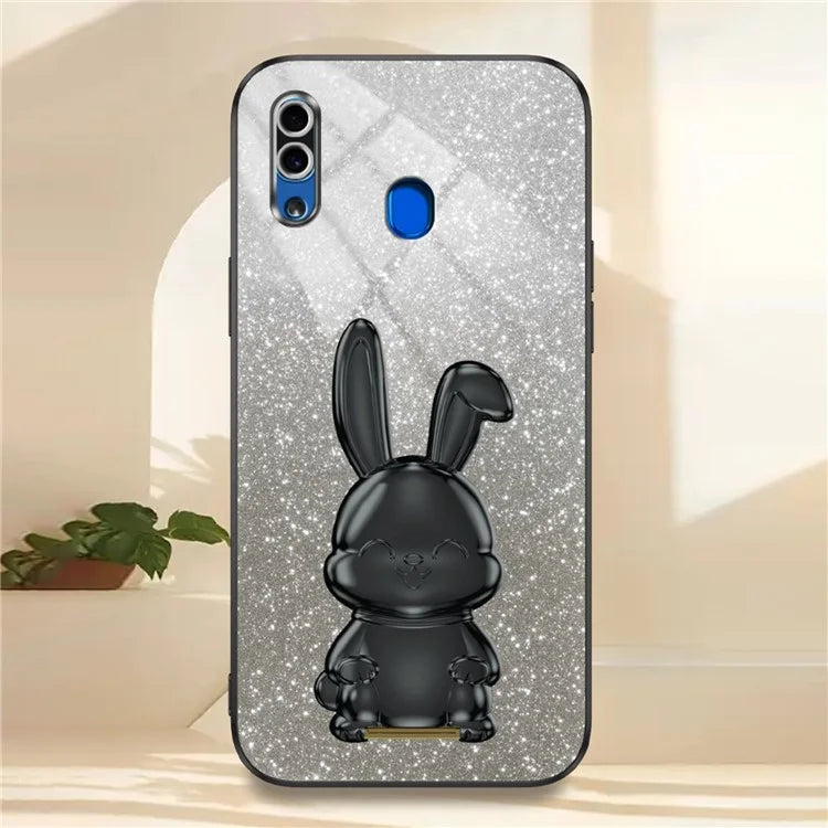 For Samsung Galaxy A20 / A30 Case Lovely Rabbit Pull-out Kickstand Bump Protection Phone Cover