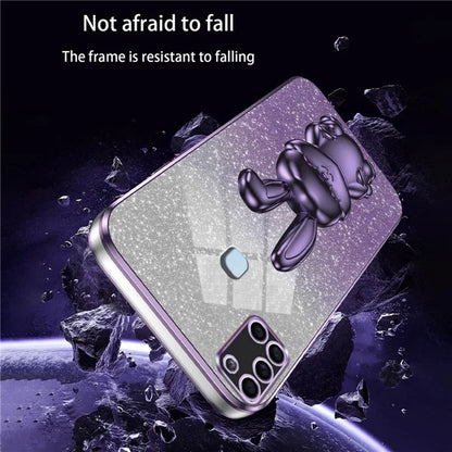 Phone Cover for Samsung Galaxy A21s , Lovely Rabbit Pull-out Kickstand Back Shell