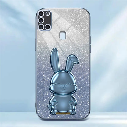 Phone Cover for Samsung Galaxy A21s , Lovely Rabbit Pull-out Kickstand Back Shell